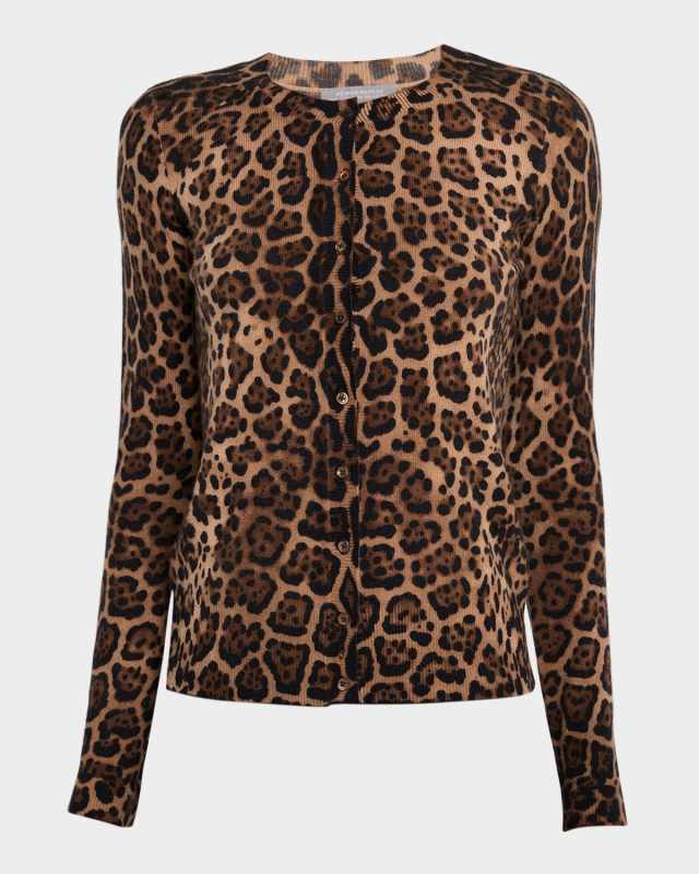 Cashmere Jaguar-Print Cardigan